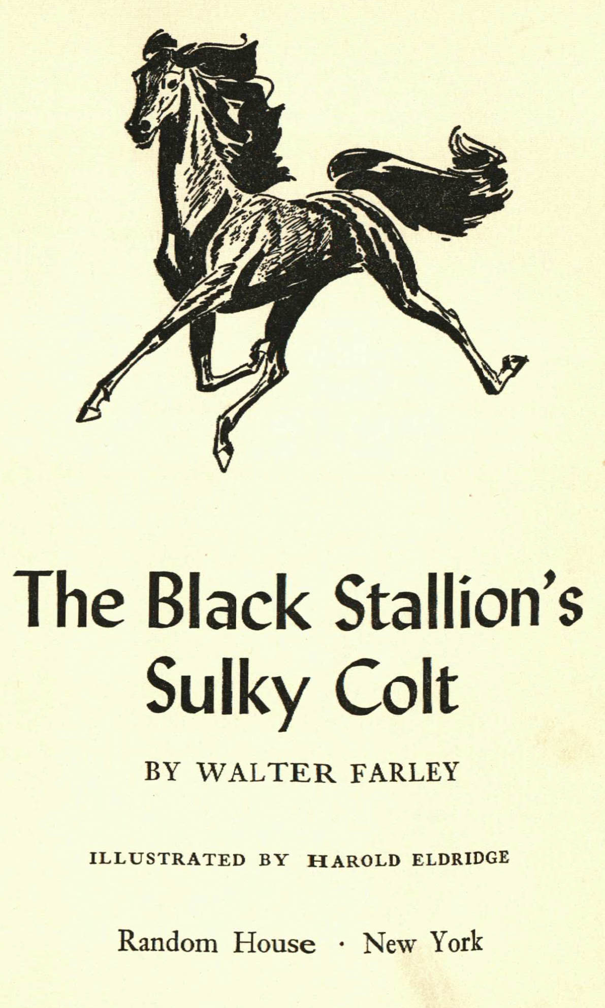 1954 "First Edition, The Black Stallion's Sulky Colt" by